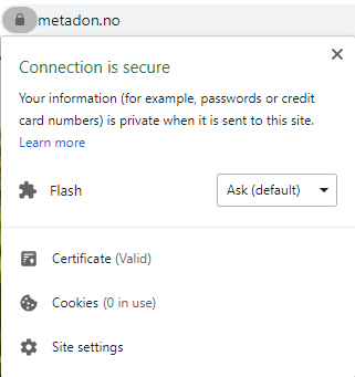 SSL/https sertifikat for metadon.no